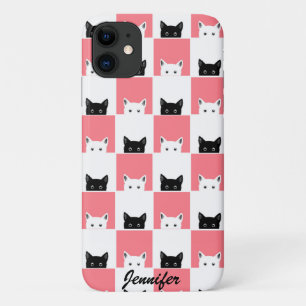 Cute Kittens Black White Pink iPhone 11 Case