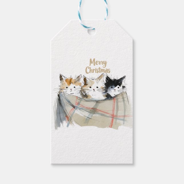 Cute Kittens Christmas Gift Tags (Front)