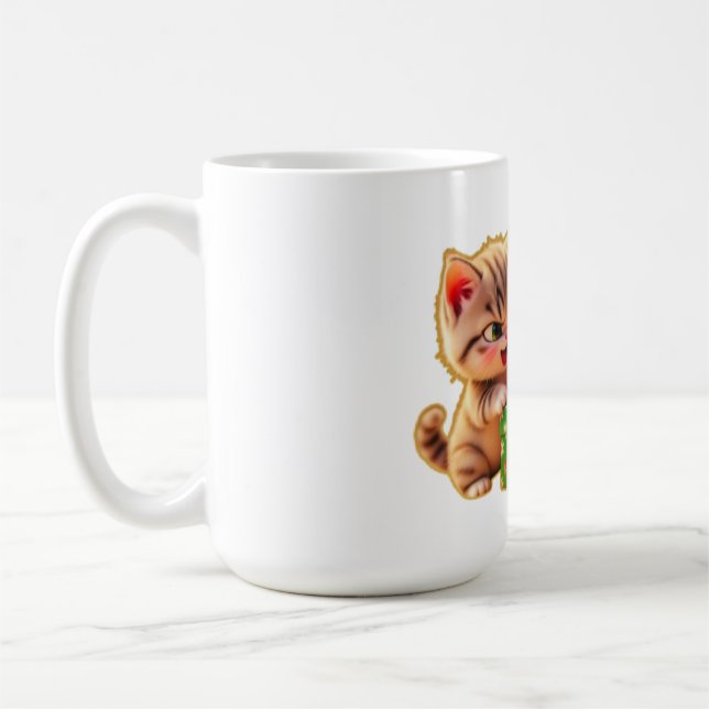 **Cute Kittens Fighting Over a Gift – Funny Christ Coffee Mug (Left)