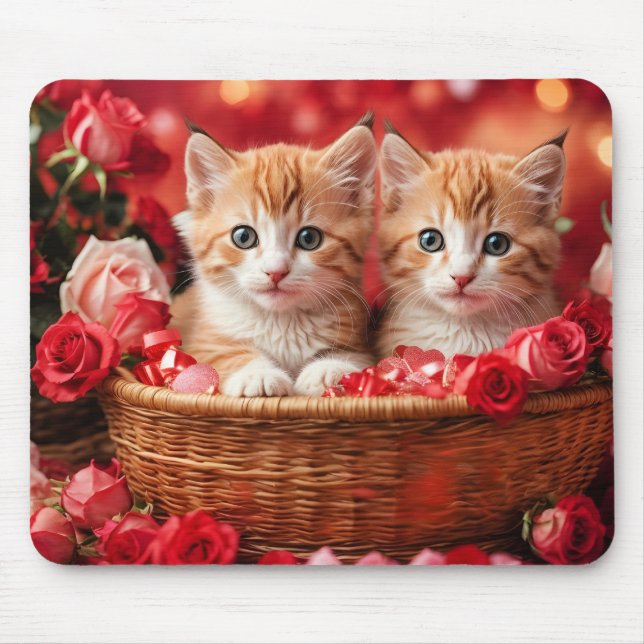 Cute Kittens in a Straw Basket Mouse Mat (Front)