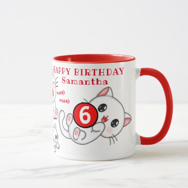 Cute Kittens Name and Age Kid's Birthday Mug (Right)
