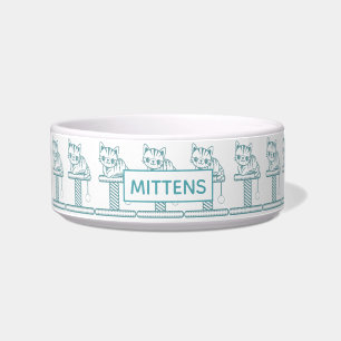Cute Kittens on Scratch Posts Pattern Personalised Bowl