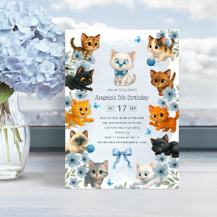 Cute Kittens Personalised 5th Birthday Party Invitation