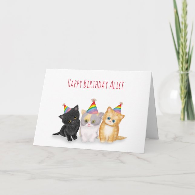 Cute kittens personalised birthday card (Front)