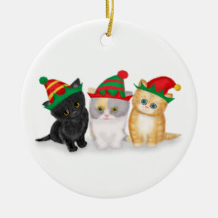 Cute kittens personalised Christmas tree ornament
