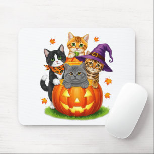 Cute Kittens Pumpkin Halloween Spooky Season Mouse Mat