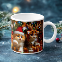 Cute kittens with Santa Claus and reindeer hats 1