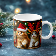 Cute kittens with Santa Claus and reindeer hats 2