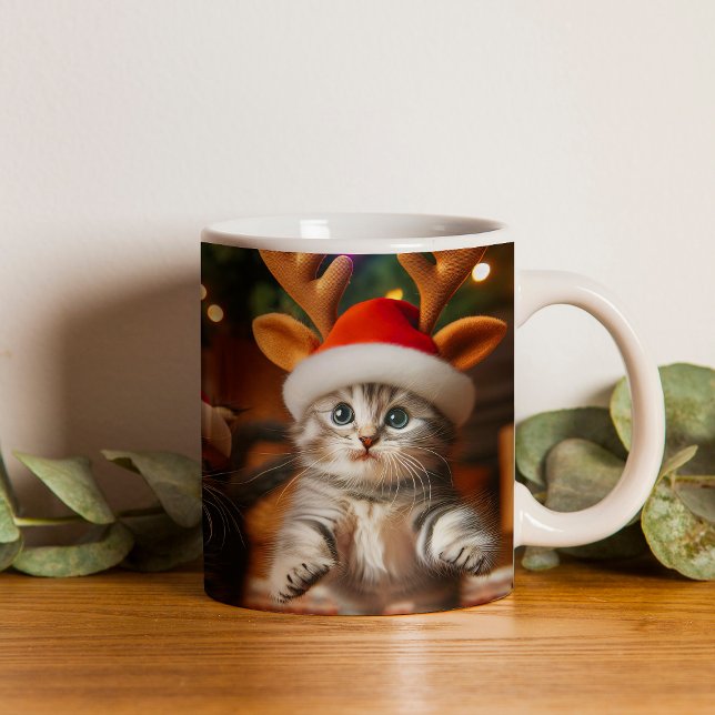 Cute kittens with Santa Claus and reindeer hats 3 Magic Mug (Creator Uploaded)