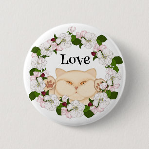 Cute kitti in flowers 6 cm round badge