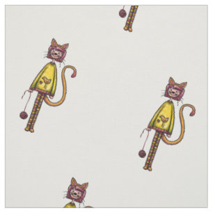 Cute Kittie Cat Girl Fabric