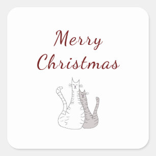 Cute Kitties Christmas Cats Elegant Script Square Sticker