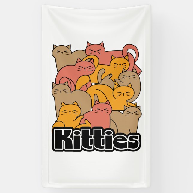Cute Kitties Design - Adorable Cat Art Banner (Vertical)