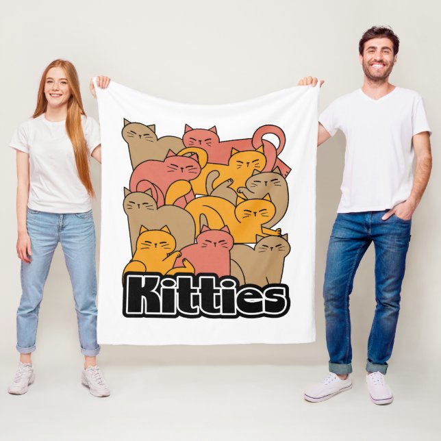 Cute Kitties Design - Adorable Cat Art Fleece Blanket (In Situ)