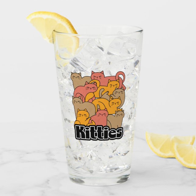 Cute Kitties Design - Adorable Cat Art Glass (Front Ice)