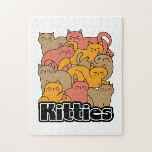 Cute Kitties Design - Adorable Cat Art Jigsaw Puzzle