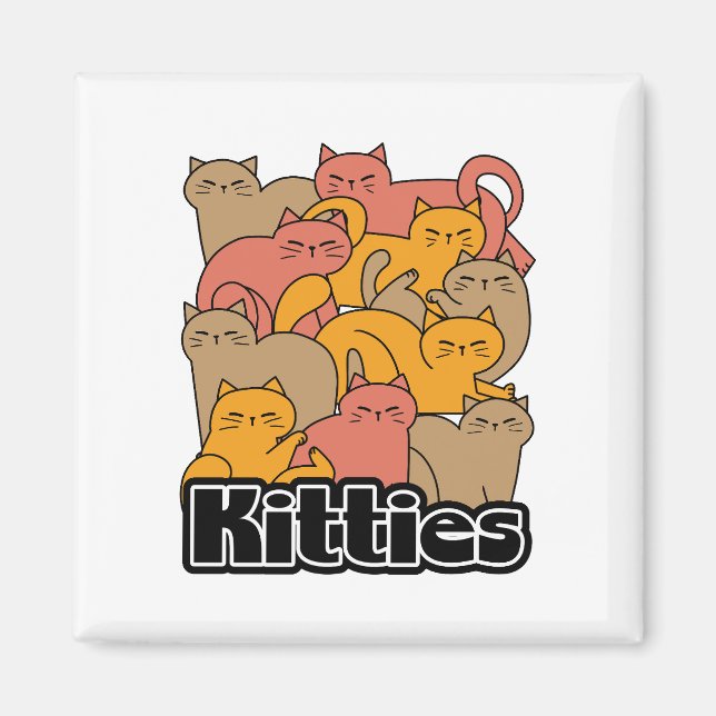 Cute Kitties Design - Adorable Cat Art Magnet (Front)