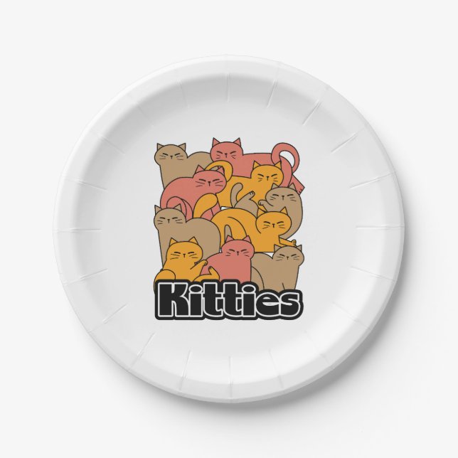 Cute Kitties Design - Adorable Cat Art Paper Plate (Front)