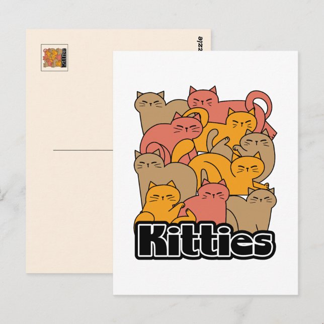 Cute Kitties Design - Adorable Cat Art Postcard (Front/Back)