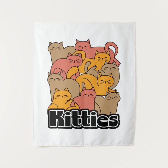 Cute Kitties Design - Adorable Cat Art Tapestry (Front)