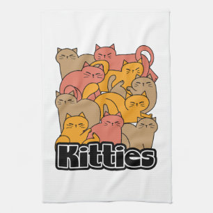 Cute Kitties Design - Adorable Cat Art Tea Towel
