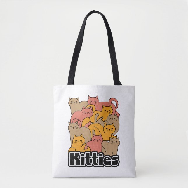 Cute Kitties Design - Adorable Cat Art Tote Bag (Front)