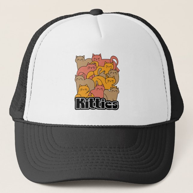 Cute Kitties Design - Adorable Cat Art Trucker Hat (Front)