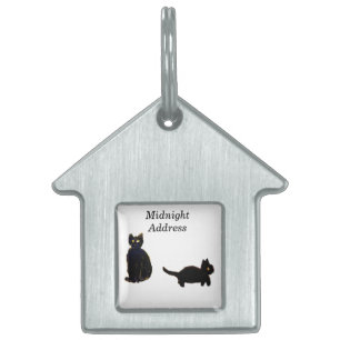 Cute Kitty Art Black Cats Pet Name Tag