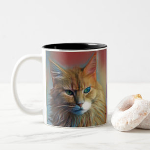 Cute Kitty Artwork Two-Tone Coffee Mug