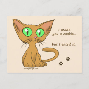 Cute Kitty Ate Your Cookie Postcard