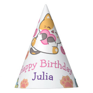 Cute kitty baby girl birthday party hat