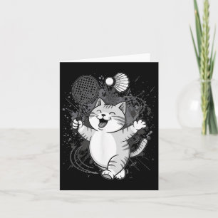 Cute Kitty Badminton Player Shuttle Card