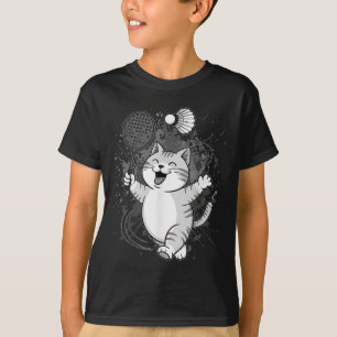 Cute Kitty Badminton Player Shuttle T-Shirt
