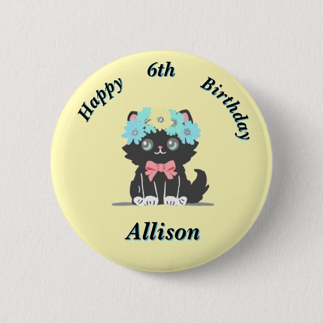 Cute Kitty Birthday Button (Front)