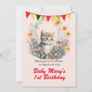 Cute Kitty - Birthday Party  Invitation