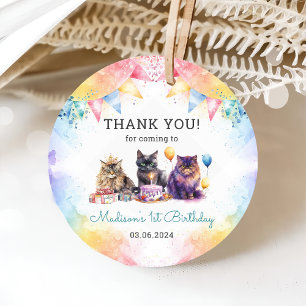 Cute Kitty Cat 1st Birthday Party Favour Tags
