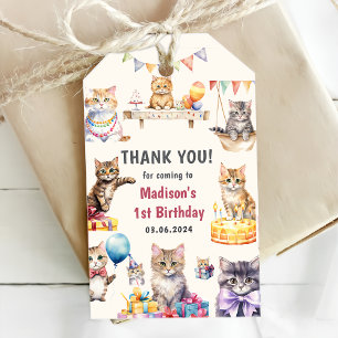 Cute Kitty Cat 1st Birthday Party  Gift Tags