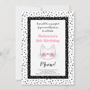 Cute Kitty Cat 5th Birthday Party Retro Invitation