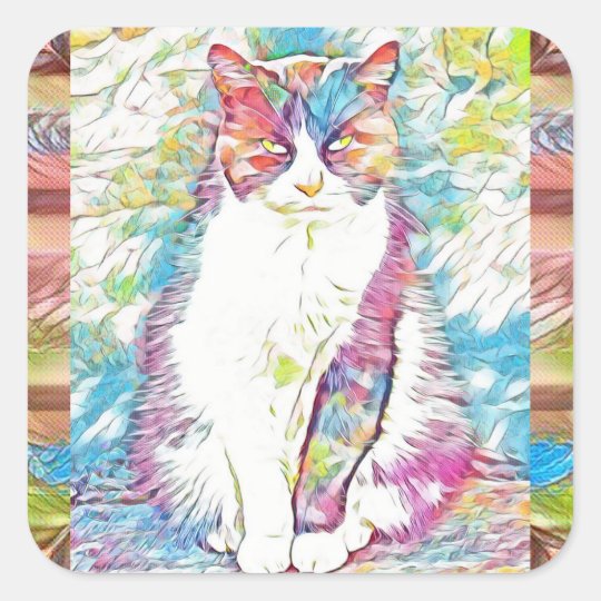 Cute Kitty Cat Abstract Art Stickers