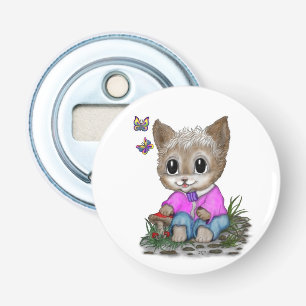 Cute Kitty Cat and Butterfly Bottle Opener