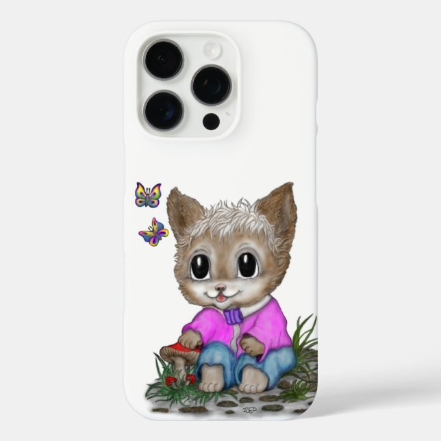 Cute Kitty Cat and Butterfly Case-Mate iPhone Case (Back)