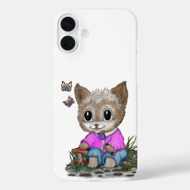 Cute Kitty Cat and Butterfly Case-Mate iPhone Case (Back)