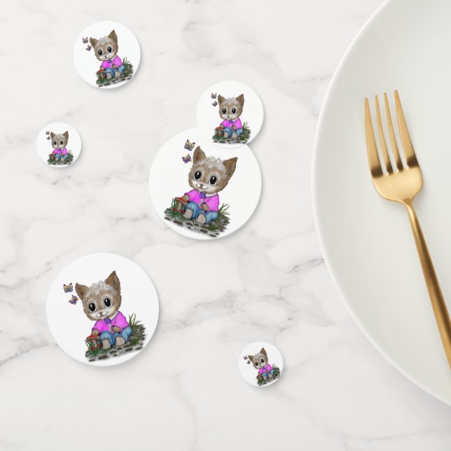 Cute Kitty Cat and Butterfly Confetti (Group)