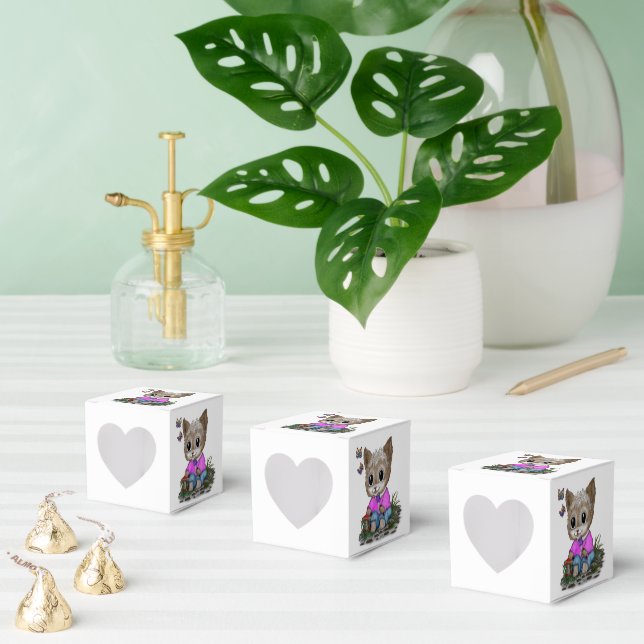 Cute Kitty Cat and Butterfly Favour Box (Multiple)
