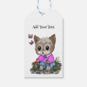 Cute Kitty Cat and Butterfly Gift Tags
