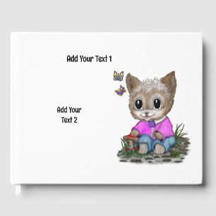 Cute Kitty Cat and Butterfly Guest Book