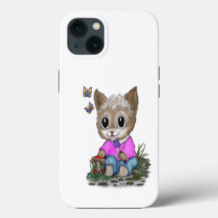 Cute Kitty Cat and Butterfly iPhone 13 Case