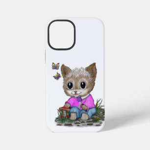 Cute Kitty Cat and Butterfly iPhone 12 Mini Case
