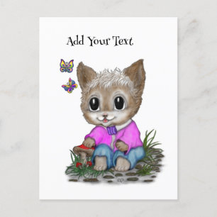 Cute Kitty Cat and Butterfly Postcard