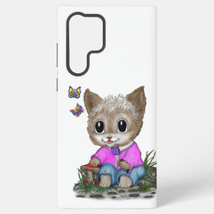 Cute Kitty Cat and Butterfly Samsung Galaxy Case